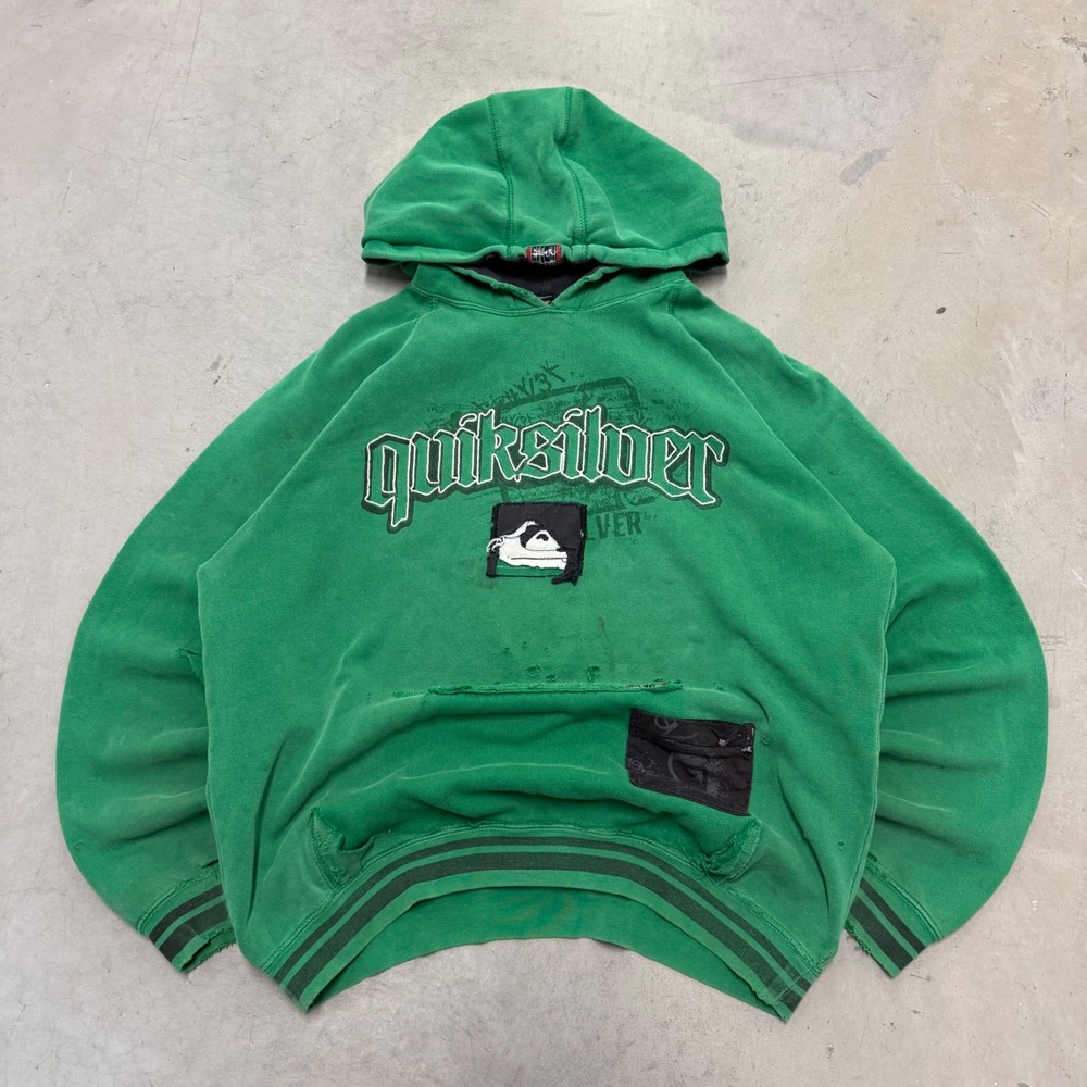 2000s y2k banger boxy cropped distressed quicksilver surf‎ hoodie sweatshirt